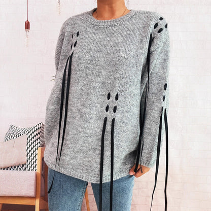 Damen Pullover Schnür-Design Norvielle