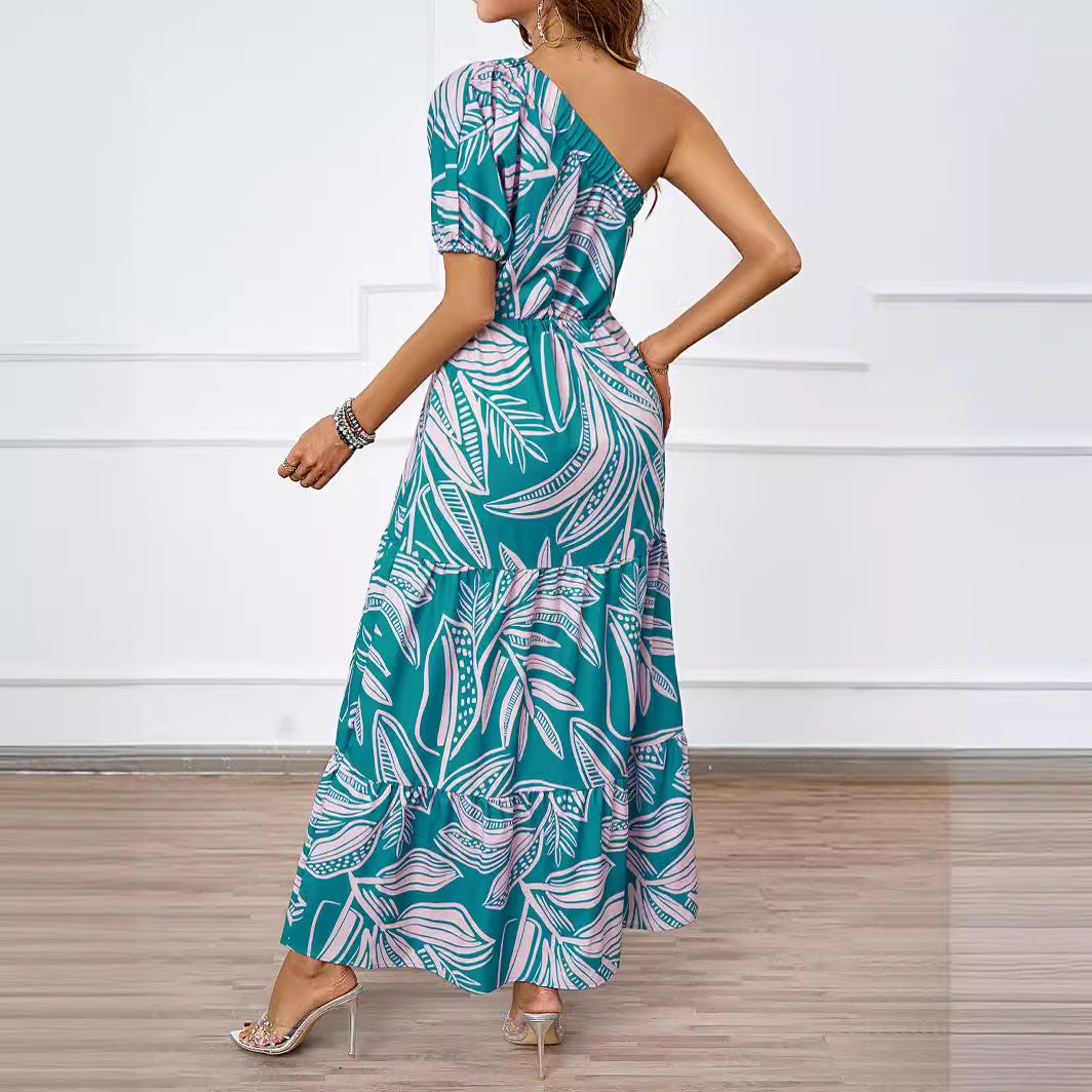 Damen Maxikleid Asymmetrisch Floralmuster Sommer