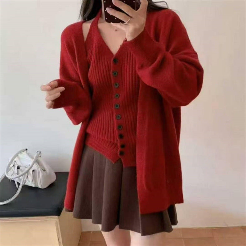Damen Grobstrickjacke Abnehmbare Ärmel Knopfdetails Norvielle