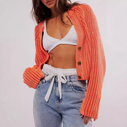 Damen Strickcardigan Luftig Große Knöpfe Modern Norvielle