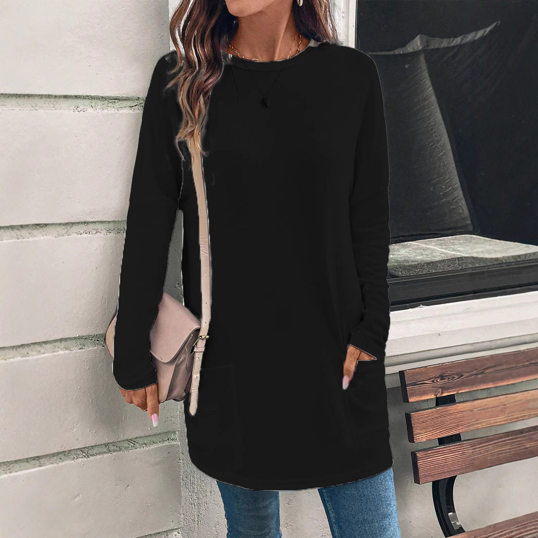 Damen Sweatshirt Baumwollmischung Relaxed Fit Rundhalsausschnitt