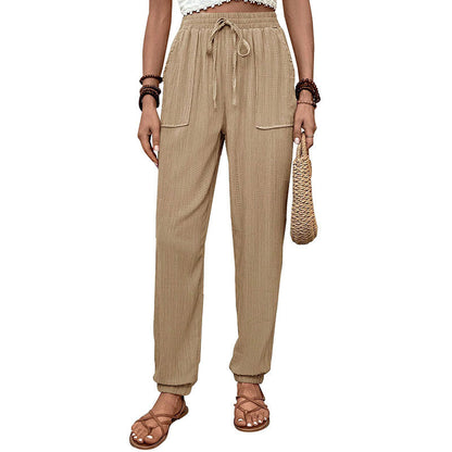 Damen Elastische Freizeithose mit Taschen und Kordelzug Norvielle