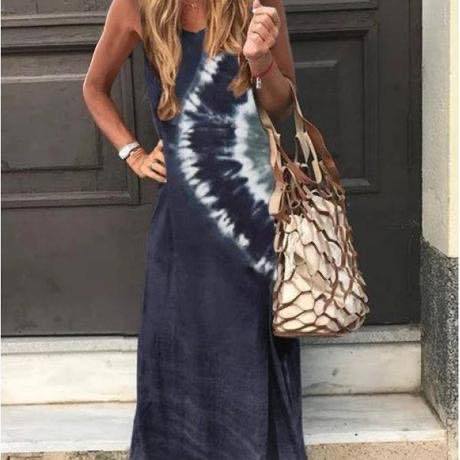 Damen Maxikleid Tie-Dye-Design Leicht Norvielle