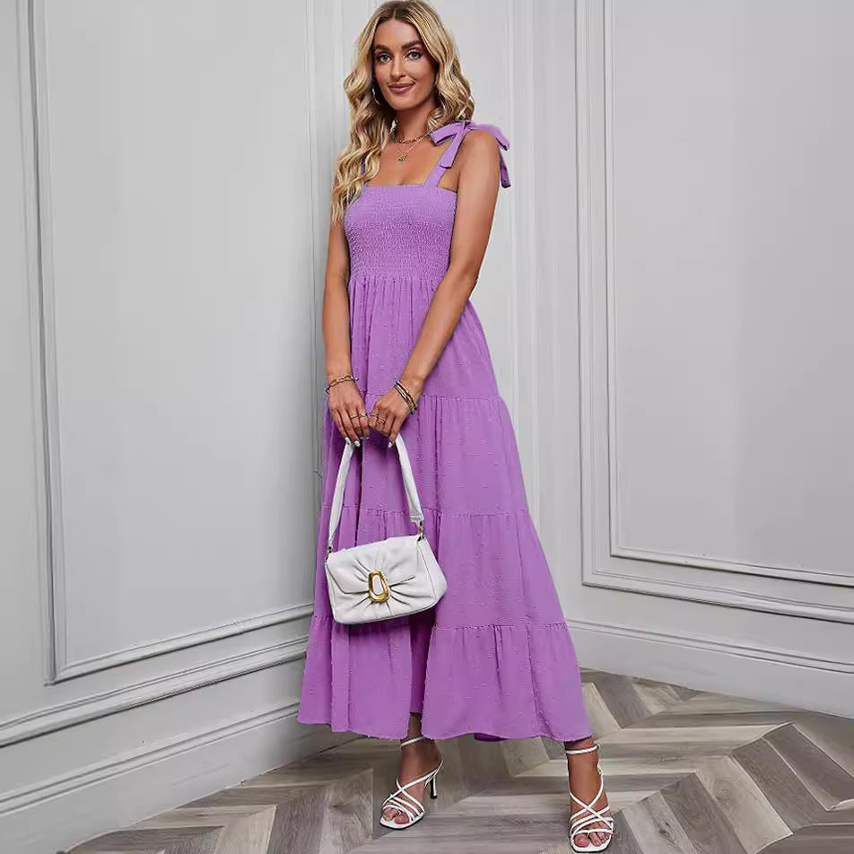 Damen Maxikleid Rüschenträger Schwingender Saum Norvielle