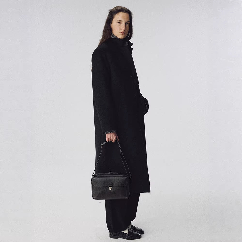Damen Eleganter Langer Mantel mit Revers und Taschen