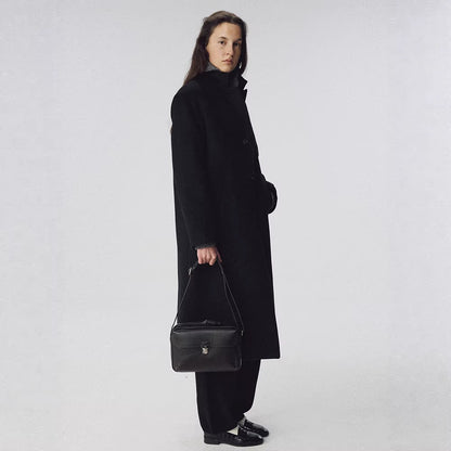 Damen Eleganter Langer Mantel mit Revers und Taschen