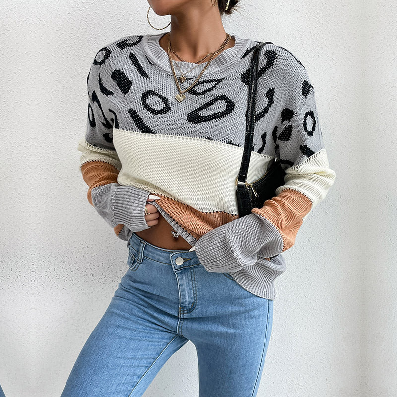 Damen Strickpullover Lässig Animalisches Muster