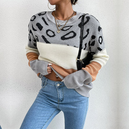 Damen Strickpullover Lässig Animalisches Muster