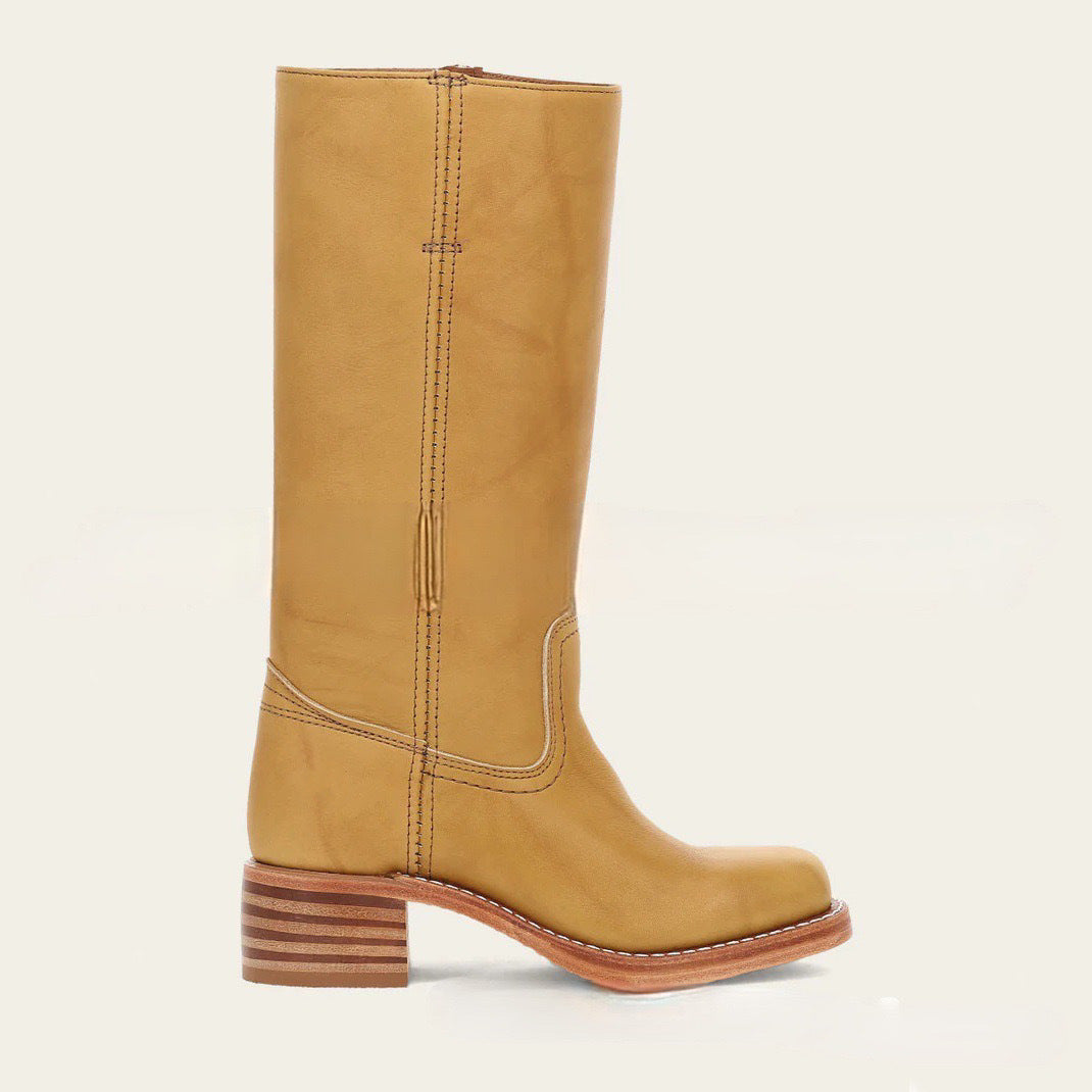 Damen Lederstiefel Westernstil Blockabsatz