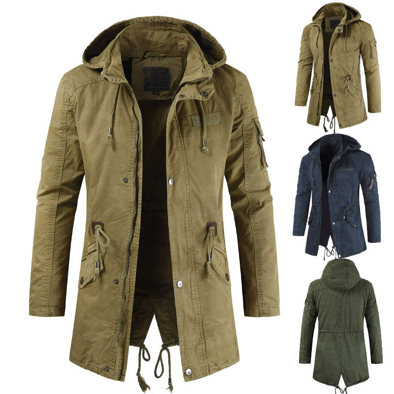 Herren Parkajacke Kapuze Taschen Norvielle Funktionell Lässig