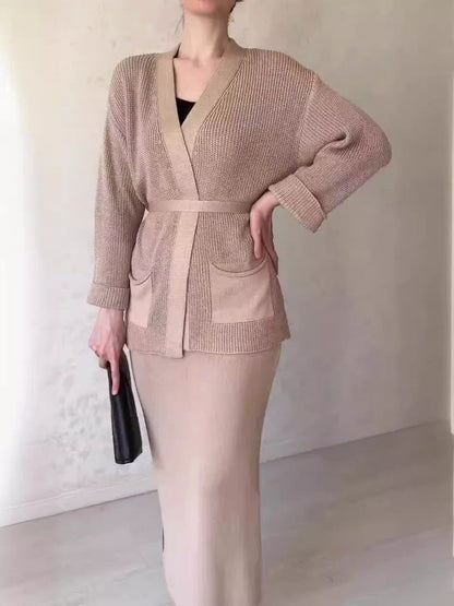 Damen Bleistiftkleid mit Blazerjacke und Taschen