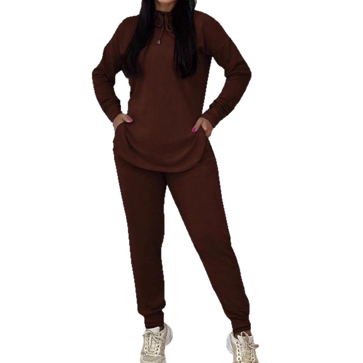 Damen Sportliches Lounge-Set mit Kapuze und Taschen