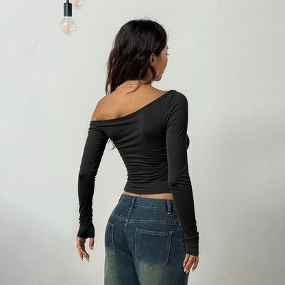 Damen Asymmetrisches mit Trägerdetails Elegantes Oberteil