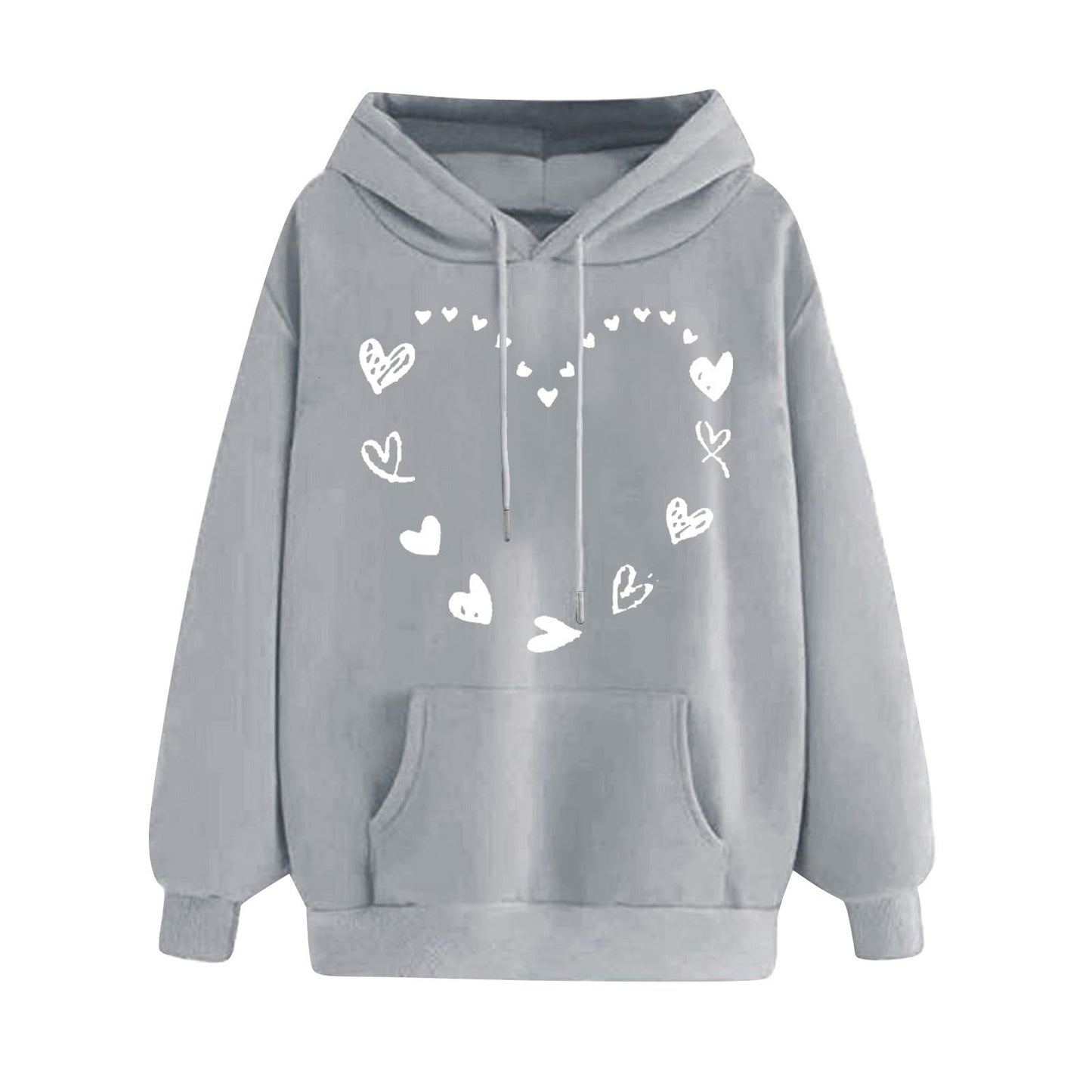 Damen Kapuzensweater Herzmotiv Kängurutasche Norvielle