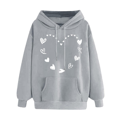 Damen Kapuzensweater Herzmotiv Kängurutasche Norvielle