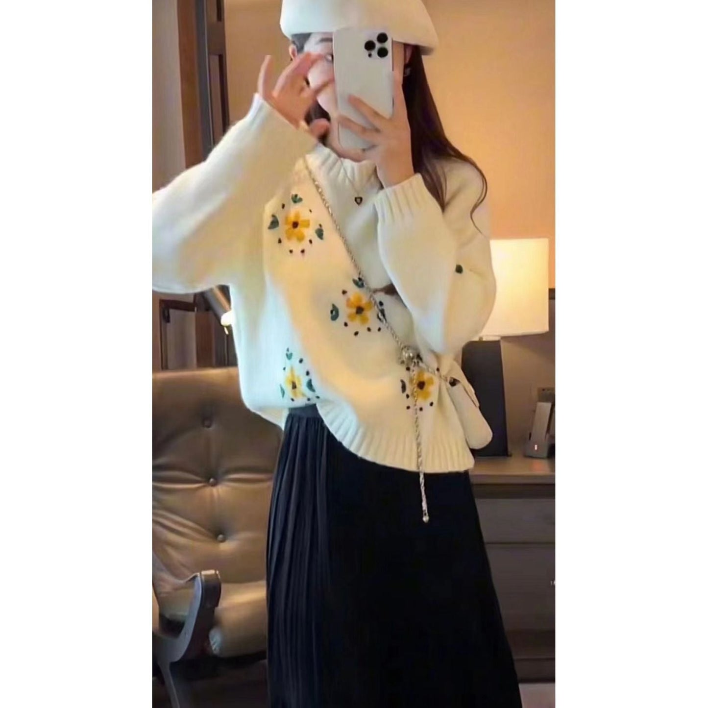 Damen Strickpullover Floralmuster Norvielle
