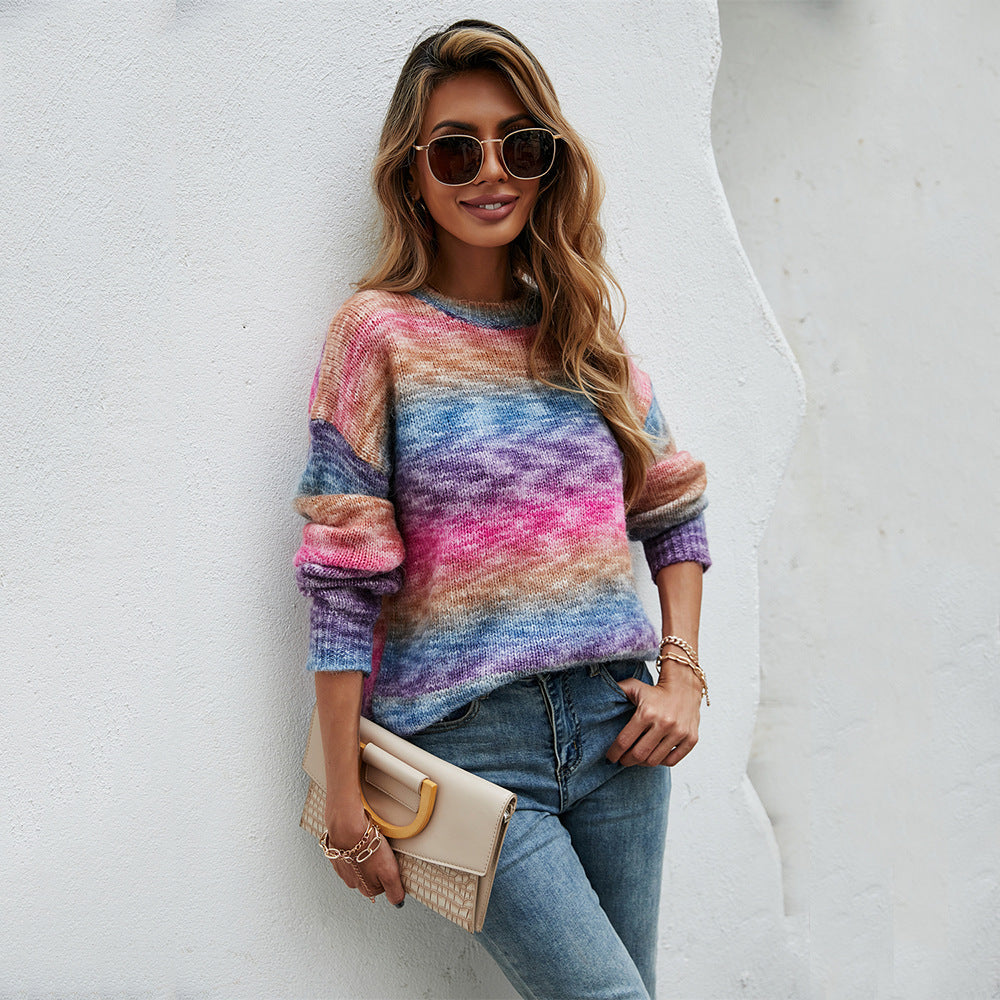 Damen Pullover Farbverlauf Norvielle