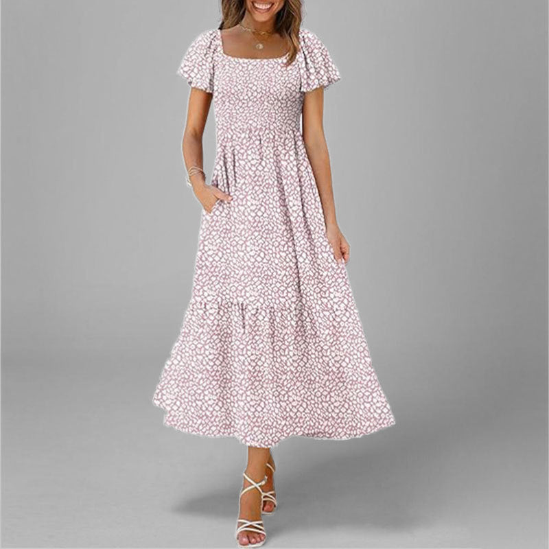 Damen Maxikleid Quadrat-Ausschnitt Voluminöse Ärmel Norvielle