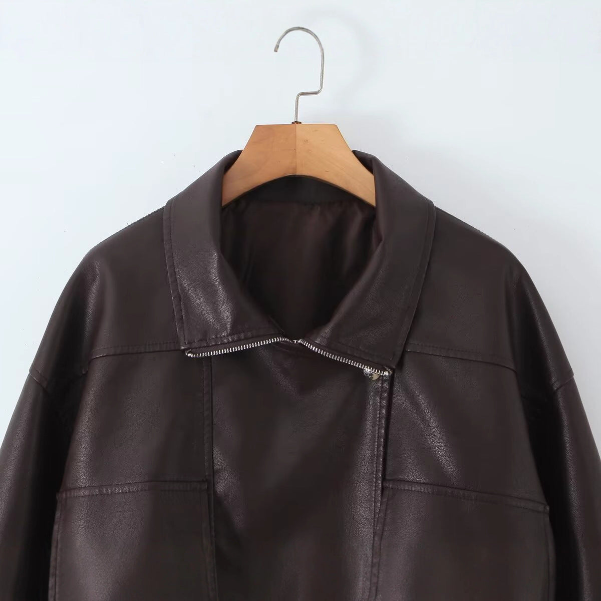 Damen Kunstlederjacke Modernes Design Praktische Taschen