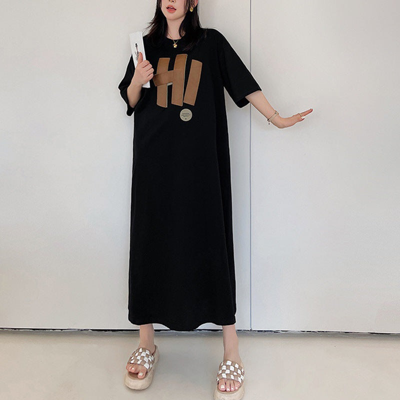 Damen Langarmkleid Grafikdruck Locker Fit