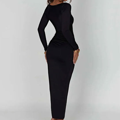 Damen Kleid mit Drapierungseffekt und Seitenschlitz