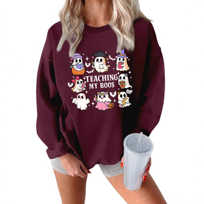 Damen Sweatshirt Halloween-Motiv Lässiger Schnitt Grün
