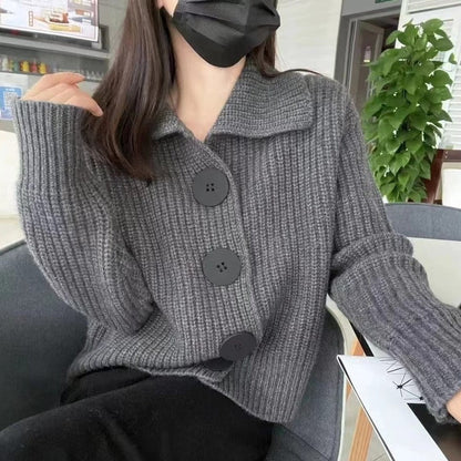 Damen Strickjacke Oversized Große Knöpfe Norvielle
