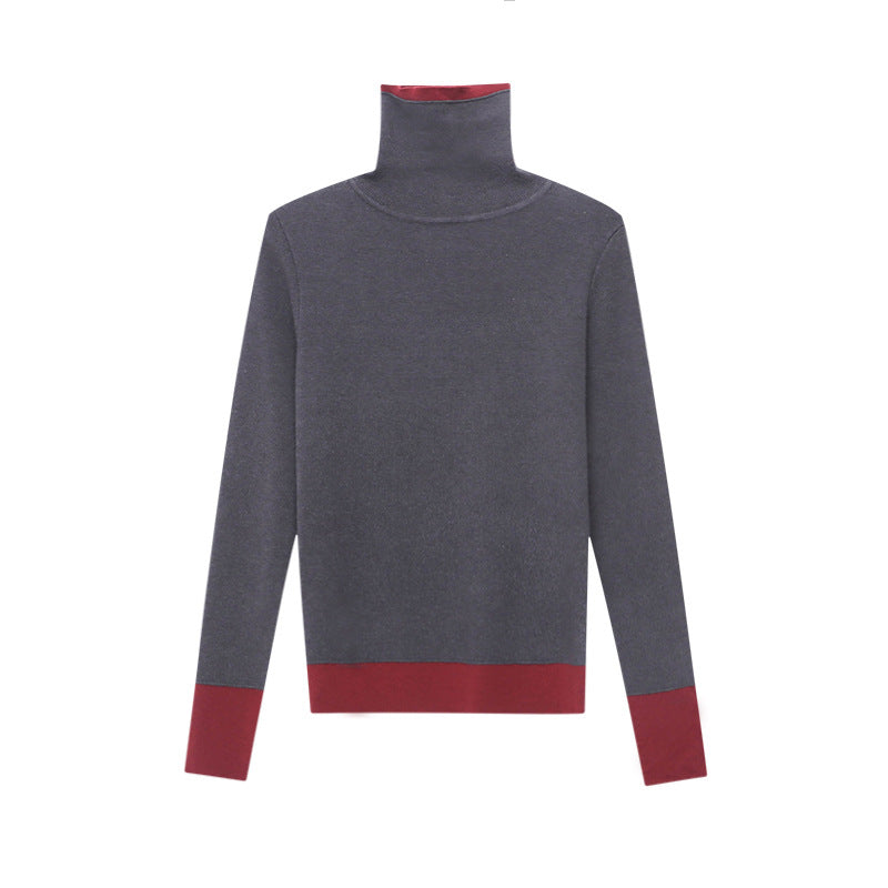Damen Rollkragenpullover Kontrastärmel Norvielle