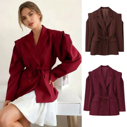 Damen Blazerjacke Tailliert Bindegürtel Norvielle - Norvielle