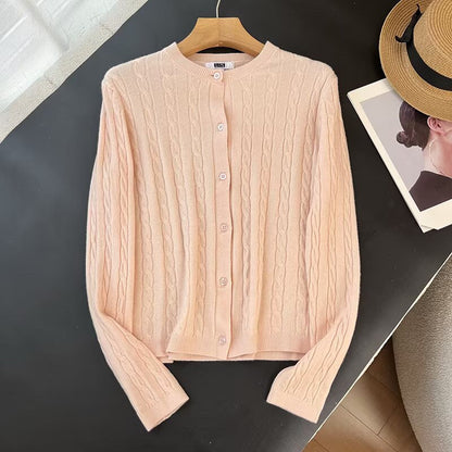 Damen Strickjacke Zopfmuster Knopfleiste Norvielle