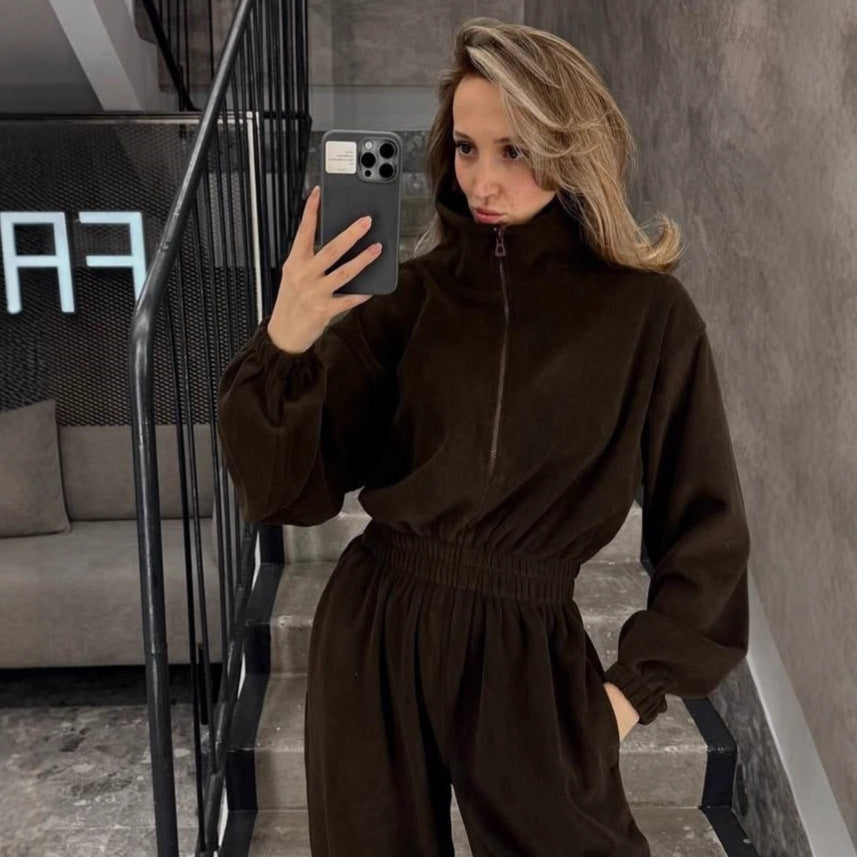 Damen Fleece Jumpsuit Gemütlich Norvielle