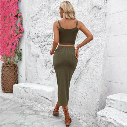 Damen Crop- Set Wickelrock Knotted Design Norvielle
