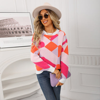 Damen Pullover Geometrisches Muster Norvielle