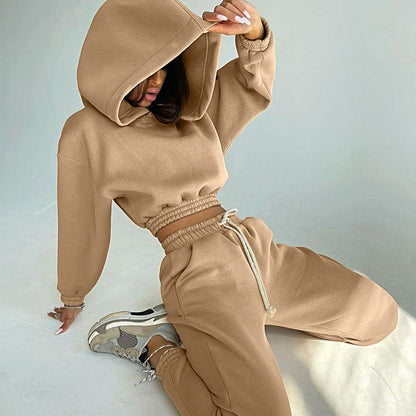 Damen Sweat-Loungewear-Set Kapuzenpullover und Hose Bequem Grau