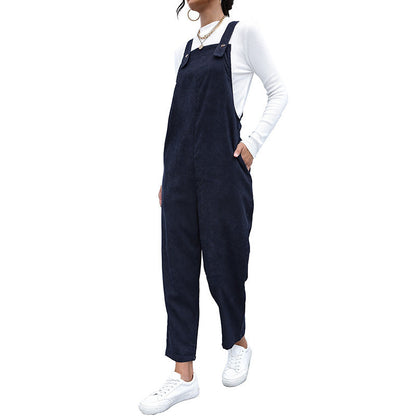 Damen Latzhose Lässiger Schnitt Baumwolle Verstellbare Träger Beige