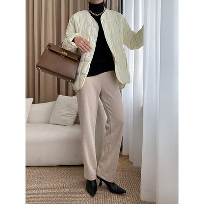 Damen Loungehose Weites Bein Baumwolle Bequem