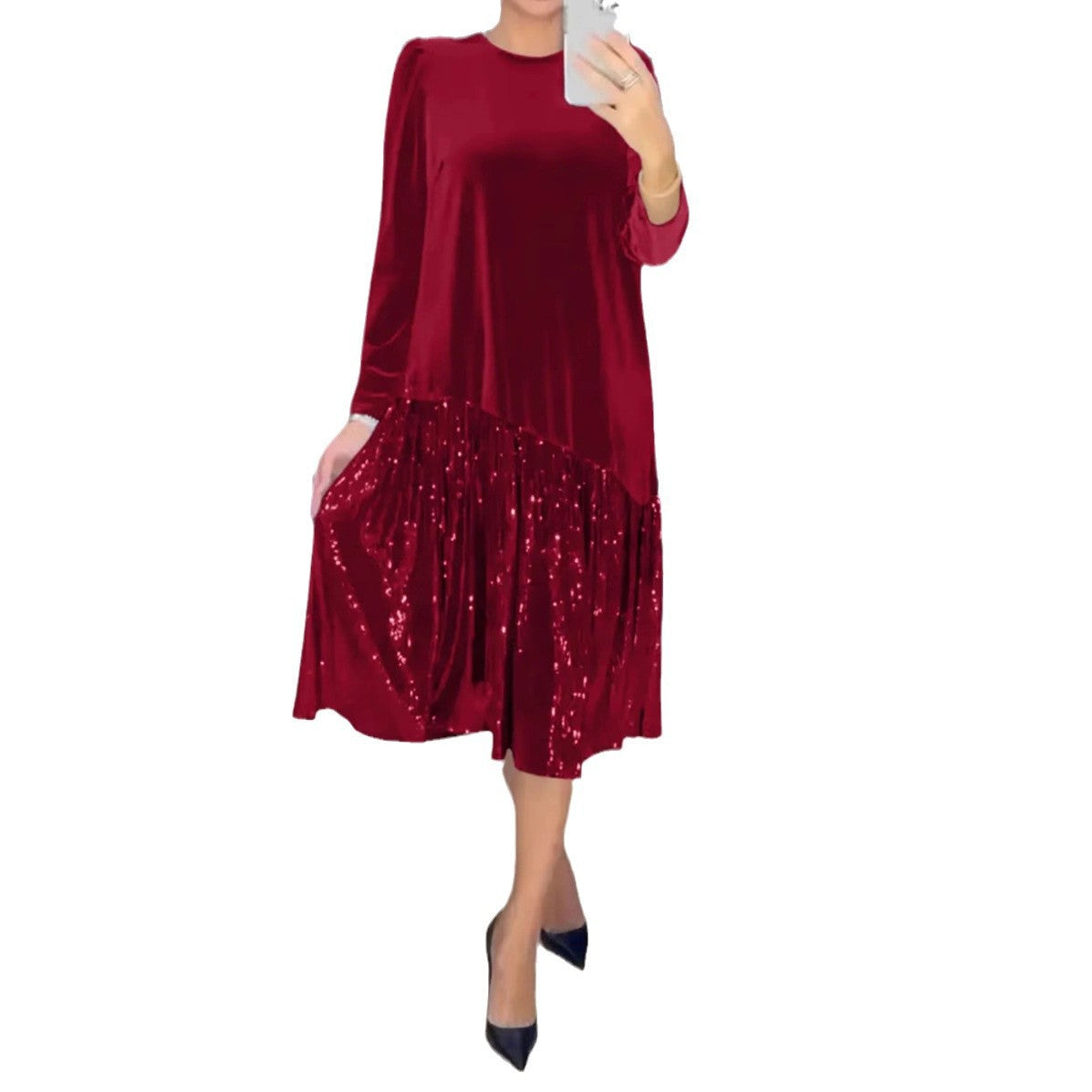 Damen Partykleid Funkelnder Rock Weiches Oberteil Norvielle