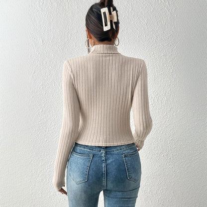 Damen Langarmtop Asymmetrischer Ausschnitt Rippstruktur Norvielle