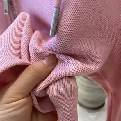 Damen Kapuzenpullover Lässig Halbhoch Reißverschluss Norvielle