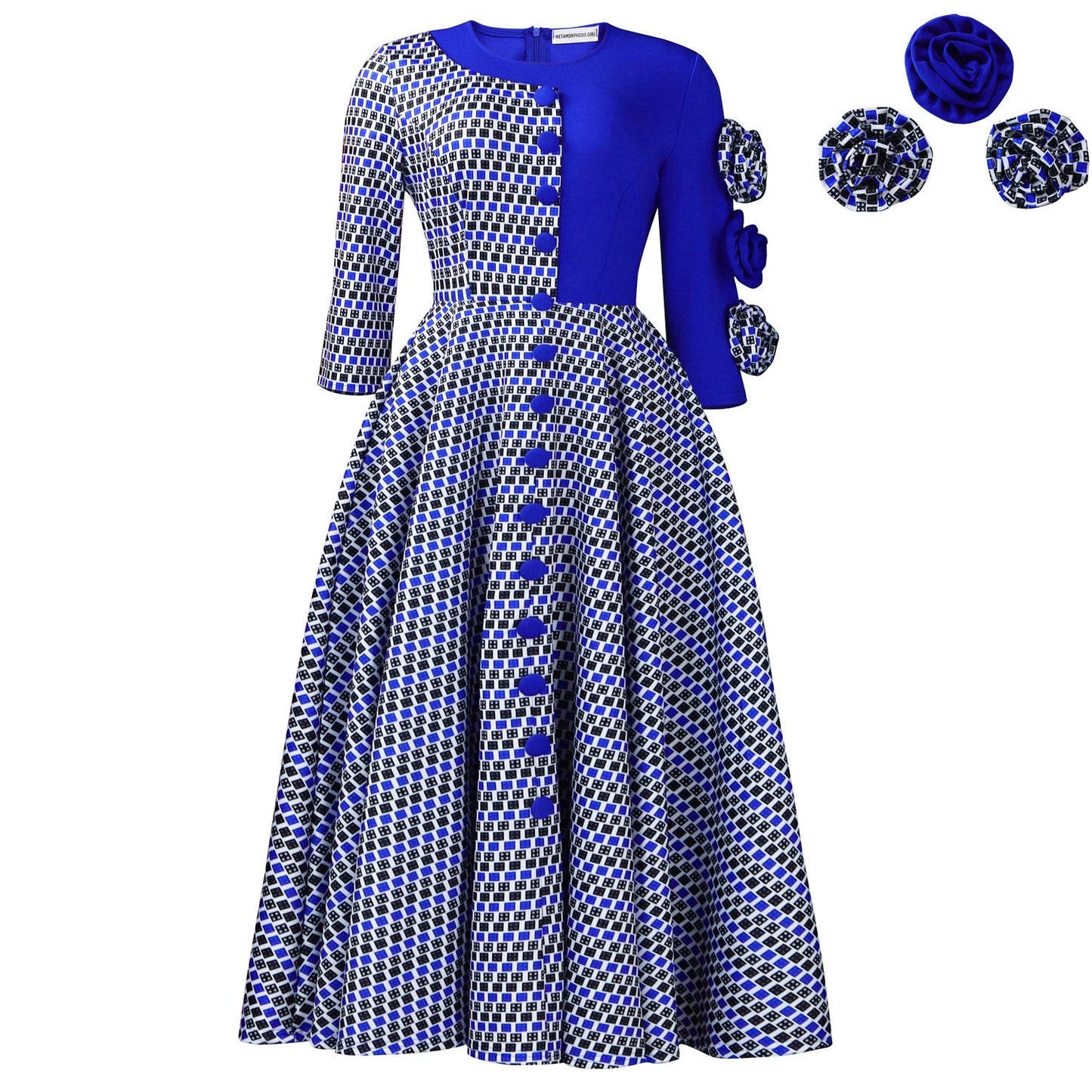 Damen Kleid Grafisches Muster Mehrfarbig Norvielle