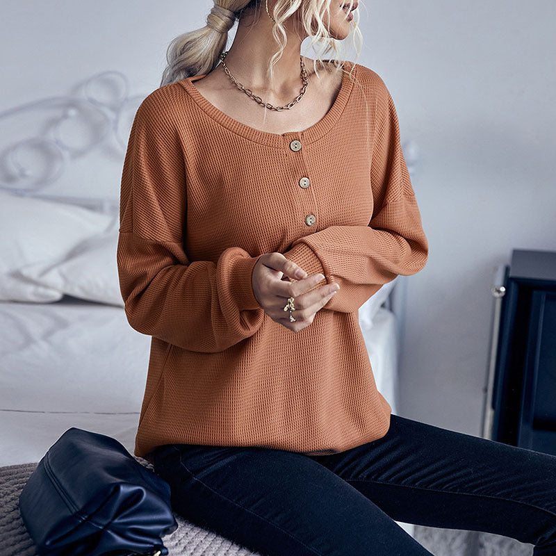 Damen Pullover mit Knöpfen und Struktur Norvielle