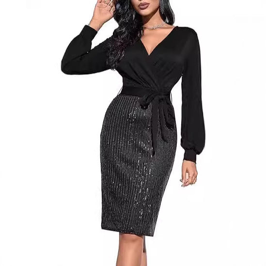 Damen Wickelkleid Glitzerrock Norvielle