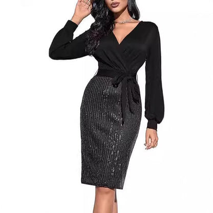 Damen Wickelkleid Glitzerrock Norvielle