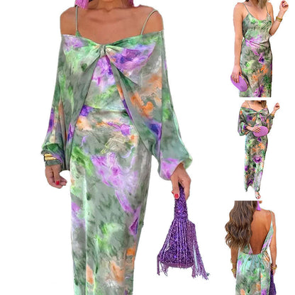 Damen Maxikleid Elegantes Design Verspielte Ärmel Durchsichtig