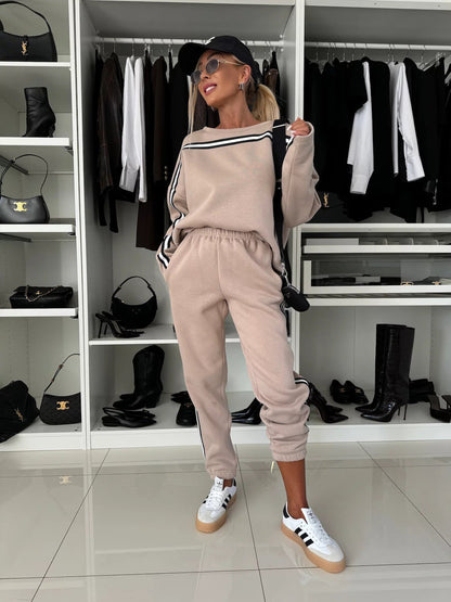 Damen Sport-Loungewear-Set Niedriger Bund Streifen