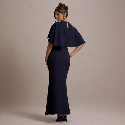 Damen Abendkleid Fließender Schnitt Kappenärmel Norvielle