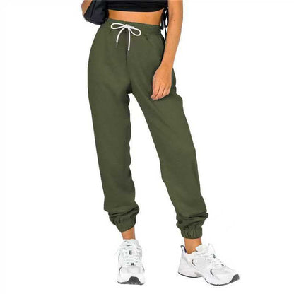 Damen Sport-Sweatpants Elastischer Bund Mit Kordelzug Beige