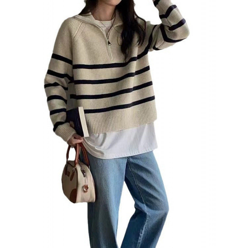 Damen Pullover Streifenmuster Norvielle