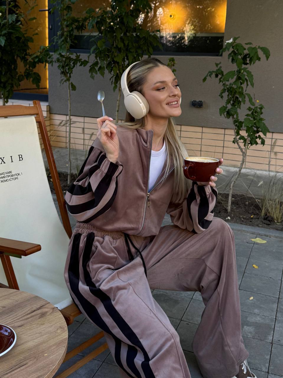 Damen Velours-Jogginganzug Sportlich Elastisch