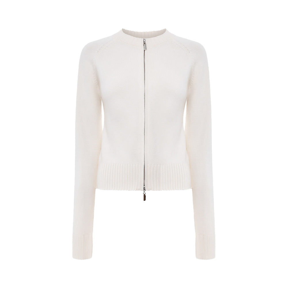 Damen Pullover Weicher Baumwollmix Eleganter Schnitt Beige